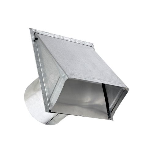 Main product image of 8" Galvanized Wall Exhaust Hood Vent w/ Spring Damper & 1/4" Wire Mesh Screen, 6" Pipe (26-Gauge)