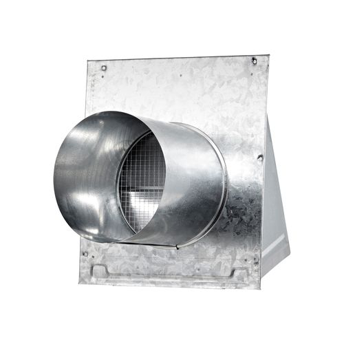 Main product image of 8" Galvanized Wall Exhaust Hood Vent w/ Spring Damper & 1/4" Wire Mesh Screen, 6" Pipe (26-Gauge)