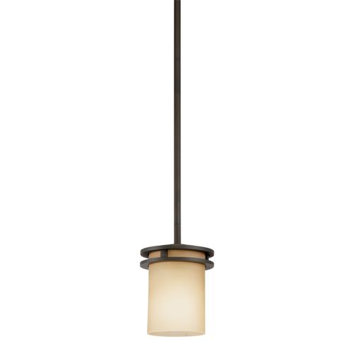 Main product image of Hendrik 7.5" 1 Light Mini Pendant w/ Light Umber Etched Glass (Olde Bronze)
