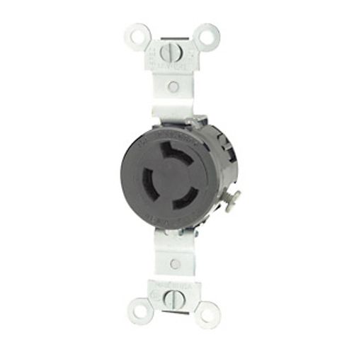 Main product image of 15A, 250V NEMA L6-15R, 2P, 3W, Single Locking Receptacle, Grounding (Black)