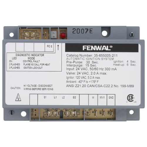 Main product image of Hot Surface Ignition Control, 24v w/ 30 sec. Prepurge (4 sec. Ignition)