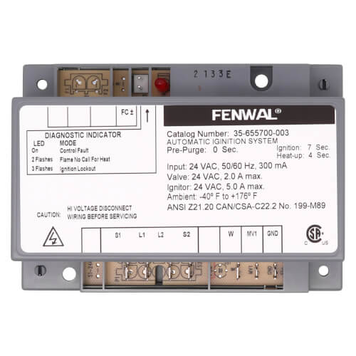 Main product image of Hot Surface Ignition Control, 24v w/ 0 sec. Prepurge (7 sec. TFI)