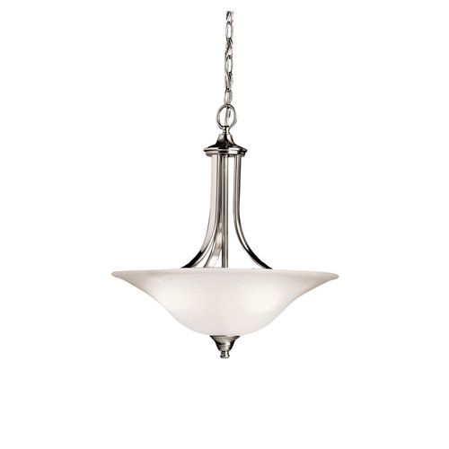 Main product image of Dover 19" 3 Light Convertible Pendant or Semi Flush w/ Etched Seeded Glass (Brushed Nickel)