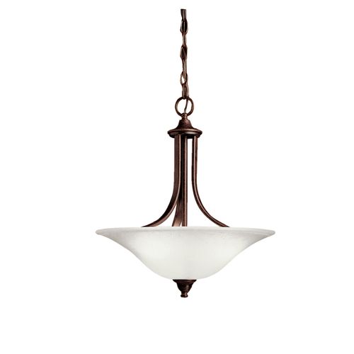 Main product image of Dover 19" 3 Light Convertible Pendant or Semi Flush w/ Alabaster Swirl Glass (Tannery Bronze)