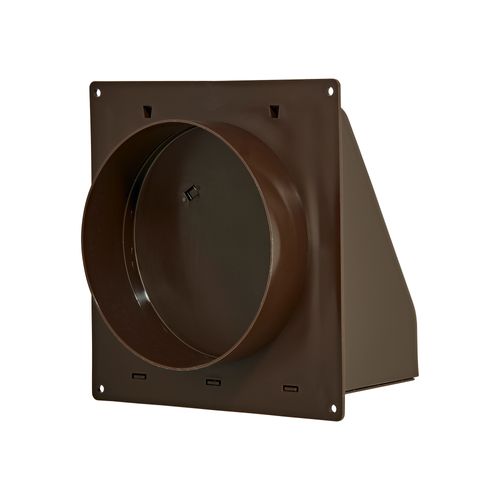 Main product image of 6" Brown Plastic Wall Exhaust Hood Vent w/ Spring Damper & 1/4" Removable Screen, 1-1/2" Collar, Flat Flange
