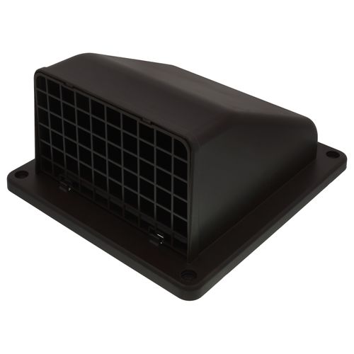Main product image of 6" Brown Plastic Wall Exhaust/Intake Vent w/ Hinged Screen and Removable Damper