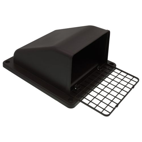 Main product image of 6" Brown Plastic Wall Exhaust/Intake Vent w/ Hinged Screen and Removable Damper