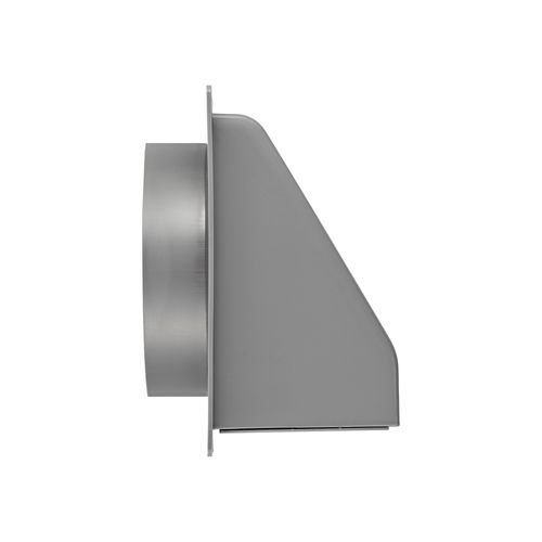 Main product image of 6" Gray Plastic Wall Exhaust Hood Vent w/ Spring Damper & 1/4" Removable Screen, 1-1/2" Collar, Flat Flange