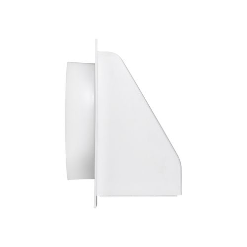 Main product image of 6" White Plastic Wall Exhaust Hood Vent w/ Spring Damper & 1/4" Removable Screen, 1-1/2" Collar, Flat Flange