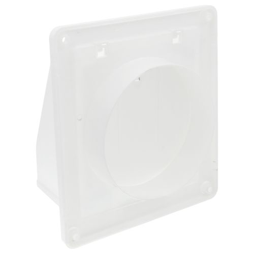 Main product image of 6" White Plastic Wall Exhaust Vent w/ Spring Damper & Removable Screen