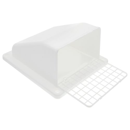 Main product image of 6" White Plastic Wall Exhaust Vent w/ Spring Damper & Removable Screen