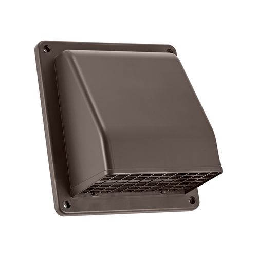 Main product image of 8" Brown Plastic Wall Exhaust Vent w/ Spring Damper & Screen