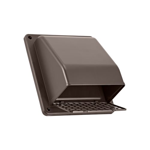 Main product image of 8" Brown Plastic Wall Exhaust Vent w/ Spring Damper & Screen