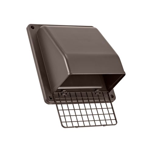 Main product image of 8" Brown Plastic Wall Exhaust Vent w/ Spring Damper & Screen
