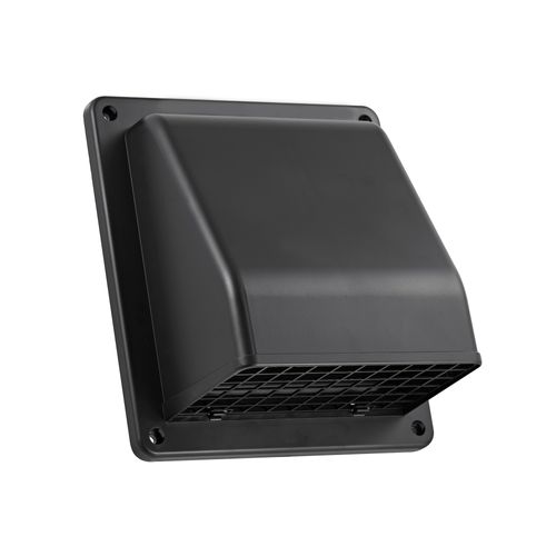 Main product image of 8" Black Plastic Wall Exhaust Vent w/ Spring Damper & Screen