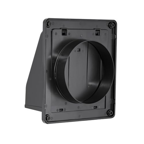 Main product image of 8" Black Plastic Wall Exhaust Vent w/ Spring Damper & Screen