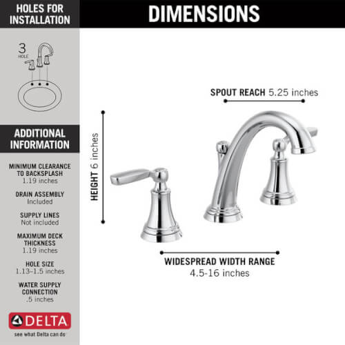 Main product image of Woodhurst Two Handle Widespread Bathroom Faucet (Chrome), 3532LF-MPU