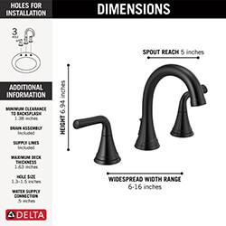 Main product image of Kayra Two Handle Widespread Bathroom Faucet (Matte Black), 3533LF-BLMPU