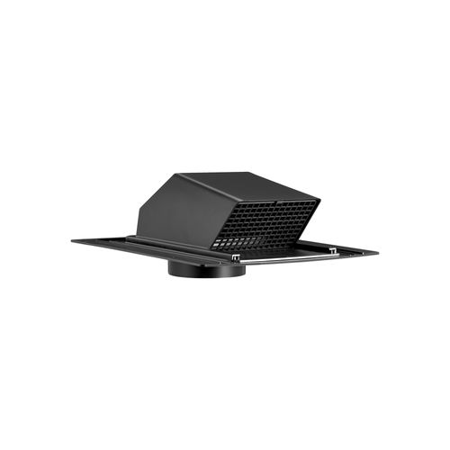 Main product image of 4" Black ABS Plastic Roof Exhaust Vent w/ Damper & Removable Screen, Snap-On Collar