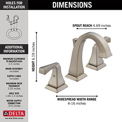 Main product image of Dryden Two Handle Widespread Bathroom Faucet (Stainless Steel), 3551-SSMPU-DST