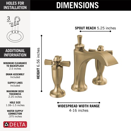 Main product image of Dorval 2 Handle Widespread Bathroom Faucet (Champagne Bronze), 3557-CZMPU-DST