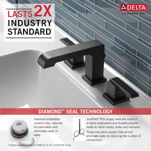Main product image of Ara Two Handle Widespread Bathroom Faucet (Matte Black), 3567-BLMPU-DST