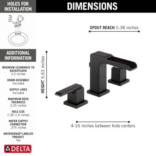 Main product image of Ara Two Handle Widespread Channel Bathroom Faucet (Matte Black), 3568LF-BLMPU