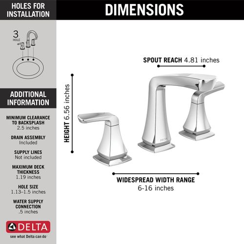 Main product image of Vesna 2 Handle Widespread Bathroom Faucet, Lever Handles, 1.2 gpm, 35789LF (Chrome)
