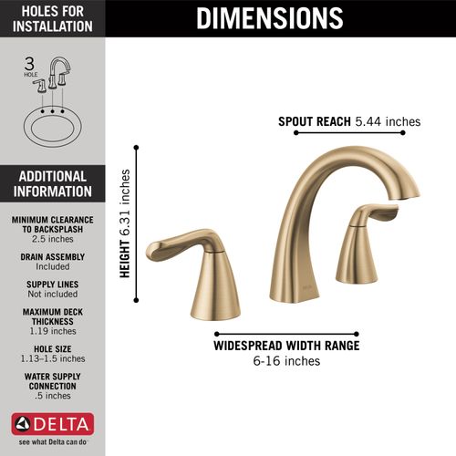 Main product image of Arvo 2 Handle Widespread Bathroom Faucet (Champagne Bronze), 35840LF-CZ