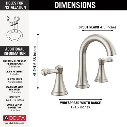 Main product image of Esato 2 Handle Widespread Bathroom Faucet (Spotshield Brushed Nickel), 35897LF-SP