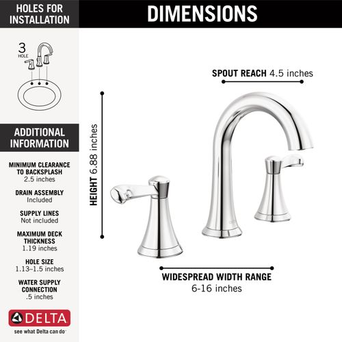 Main product image of Esato 2 Handle Widespread Bathroom Faucet (Chrome), 35897LF