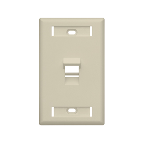 Main product image of Angled Single-Gang Quickport, Wallplate w/ ID Windows, 1-port (Ivory)