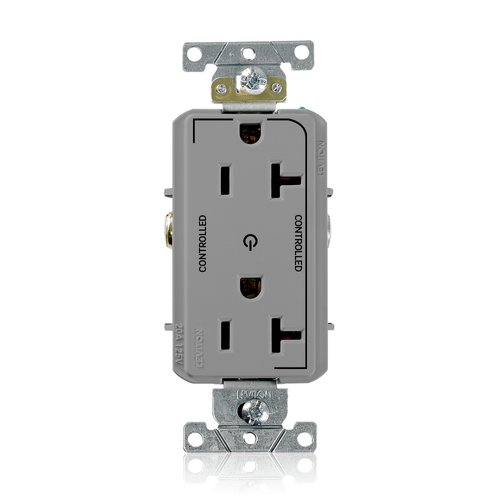 Main product image of Decora Plus Duplex Receptacle, Heavy-Duty Industrial, 20A 125V NEMA 5-20R, 2P 3W (Gray)