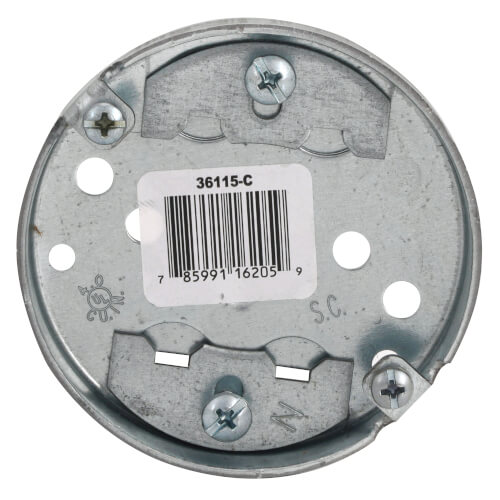 Main product image of 3-1/4" x 1/2" Deep Round Box w/ 1/2" Knockouts & NM Sheathed C-8 Cable Clamp
