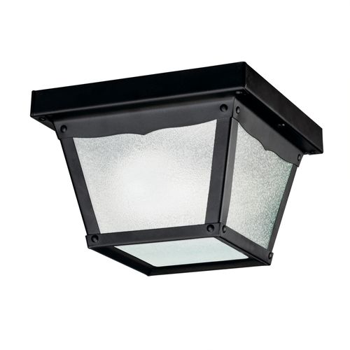 Main product image of 7.5" 1 Light Outdoor Flush Mount w/ Clear Textured Glass (Black)