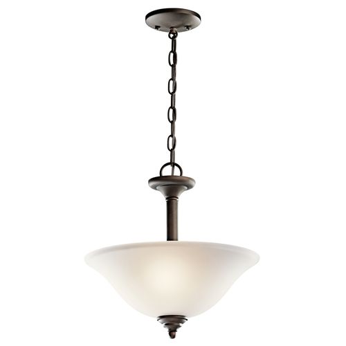 Main product image of Wynberg 15" 2 Light Convertible Inverted Pendant/Semi Flush w/ Satin Etched Glass (Olde Bronze)