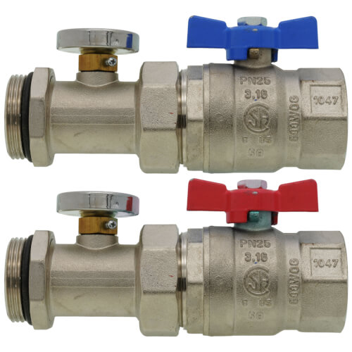 Main product image of Union Ball Valve w/ Thermometer for 1-1/2" Brass Manifold (Set of 2)