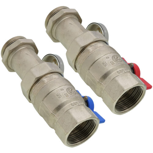 Main product image of Union Ball Valve w/ Thermometer for 1-1/2" Brass Manifold (Set of 2)