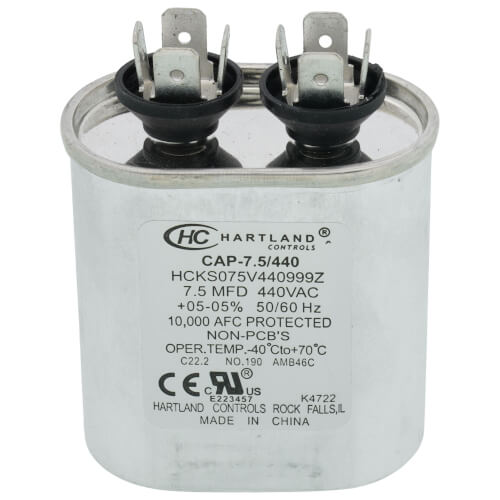 Main product image of 7.5 MFD 370v Oval Run Capacitor, 37516404