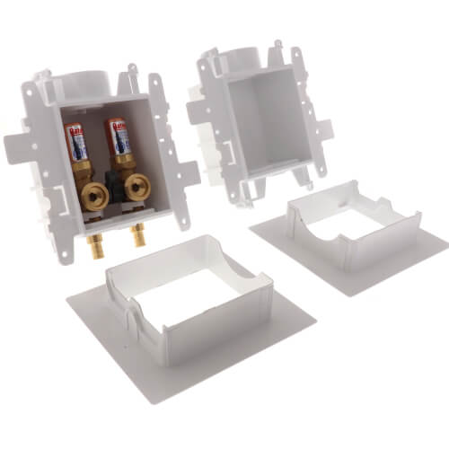 MODA PEX Crimp Washing Machine Outlet Box w/ Water Hammer Arrestor, 1/4 Turn, Standard Pack