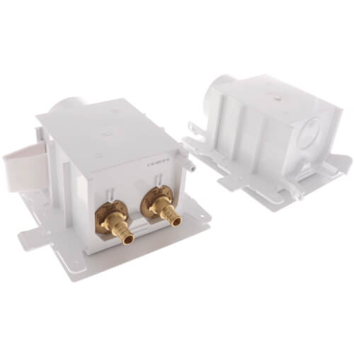 MODA PEX Crimp Washing Machine Outlet Box w/ Water Hammer Arrestor, 1/4 Turn, Standard Pack