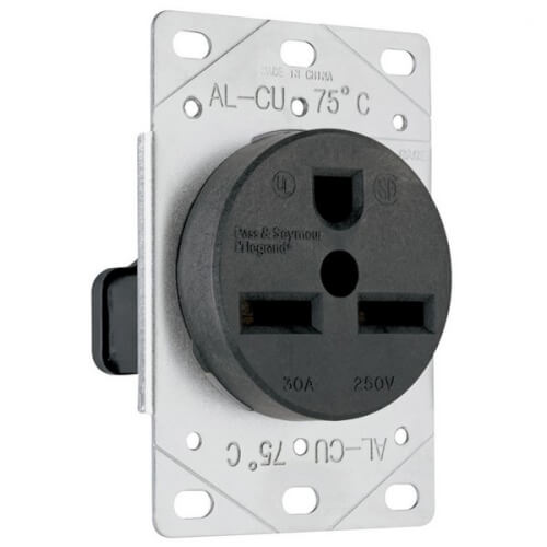 Main product image of Straight Blade Single Receptacle, 2P, 3-Wire - Black (20A, 250V)