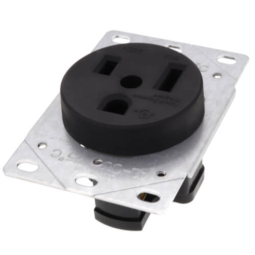 Main product image of Straight Blade Single Receptacle, 2P, 3-Wire - Black (50A, 250V)