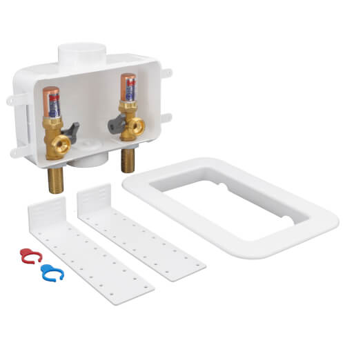 Main product image of Centro II Copper Assembled Washing Machine Outlet Box w/ Water Hammer Arrestor, 1/4 Turn (Standard Pack)