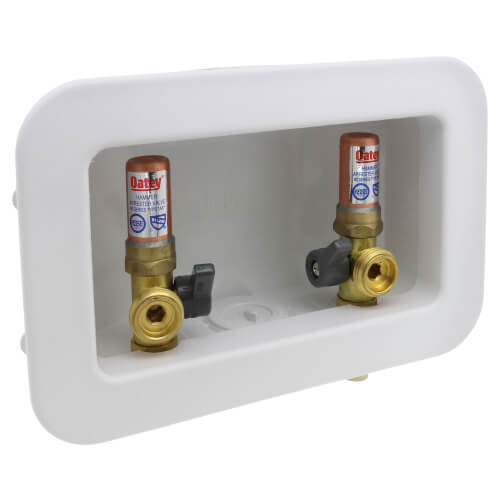 Main product image of Centro II CPVC Assembled Washing Machine Outlet Box w/ Water Hammer Arrestor, 1/4 Turn (Standard Pack)