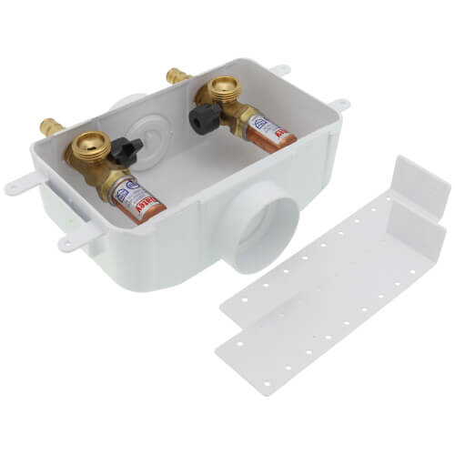 Centro II Expansion PEX Assembled Washing Machine Outlet Box w/ Water Hammer Arrestor, 1/4 Turn (Standard Pack)