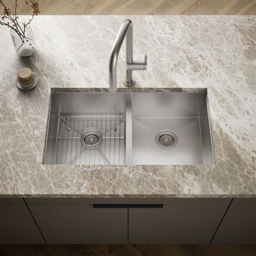 Main product image of Vault 33" 1-Hole Top/Undermount Double Bowl Kitchen Sink, K-3820-1-NA