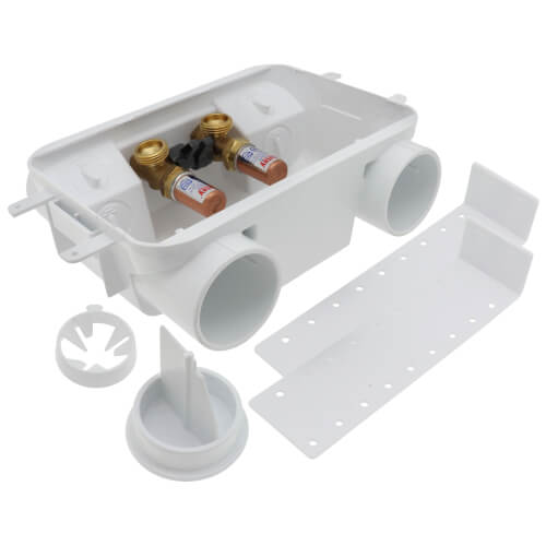 Main product image of 2 x 4 Copper Assembled Washing Machine Outlet Box w/ Water Hammer Arrestor, 1/4 Turn (Standard Pack)