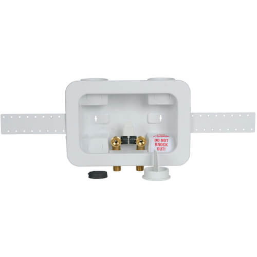 2" X 4" Expansion PEX Washing Machine Outlet Box 1/4 Turn Brass Ball Valves, Assembled