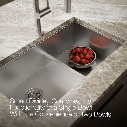 Main product image of Vault Smart Divide 33" 4-Hole Top/Undermount Double Bowl Kitchen Sink, K-3839-3-NA